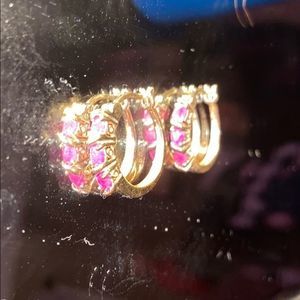925 gold pink earrings beauty!